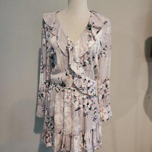 American Rag Juniors'' Printed Ruffle-Trimmed Wrap Dress Purple Size Medium